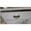 Image 7 : Antique Two-Piece Kitchen Painted Step Back Cabinet, White, Glass-Paned Doors, Two Drawers