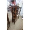 Image 2 : Antique Early 20th Century Quarter-Sawn Oak Glass Door Display Cabinet with Casters 58 x 37 x 13"