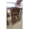 Image 3 : Antique Early 20th Century Quarter-Sawn Oak Glass Door Display Cabinet with Casters 58 x 37 x 13"