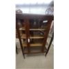 Image 4 : Antique Early 20th Century Quarter-Sawn Oak Glass Door Display Cabinet with Casters 58 x 37 x 13"