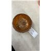 Image 10 : 3 Pieces of Marigold Carnival Glass: Dugan Poppy Show, Northwood Grape and Cable, Fenton Rose Show