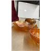 Image 5 : 3 Pieces of Marigold Carnival Glass: Dugan Poppy Show, Northwood Grape and Cable, Fenton Rose Show