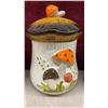 Image 3 : Vintage Ceramic Mushroom Kitchenware Set: Lidded Canisters, Mugs, Creamer
