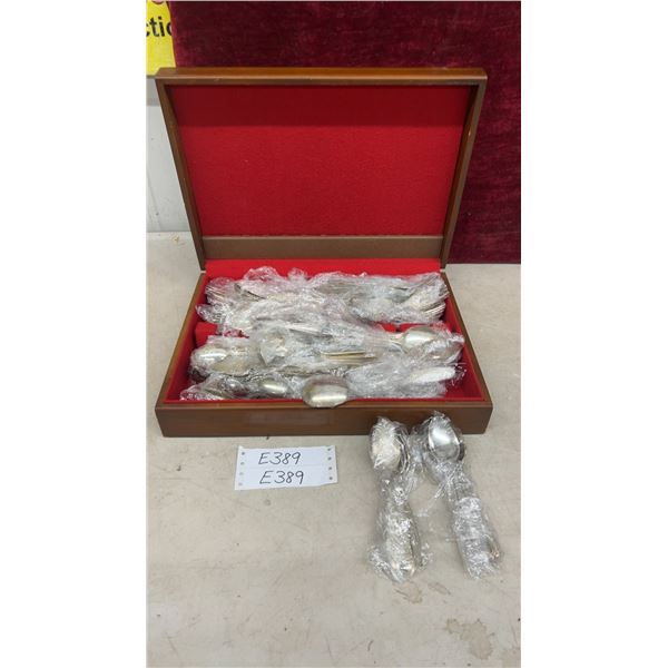Community Flatware Set in Wooden Storage Box