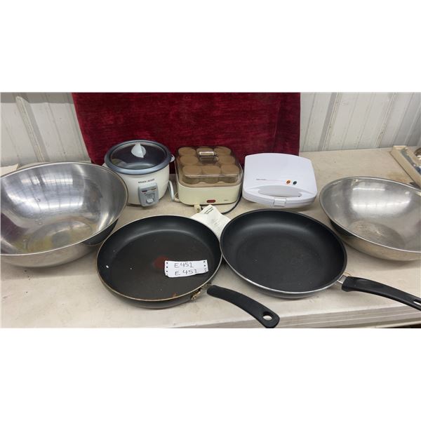 Frying Pans, Mixing Bowls, Black & Decker Rice Cooker, BraunYogurt Maker and More