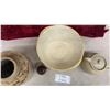 Image 6 : 4 Pieces of Stoneware: Vintage Seaforth 6 Ounce Hairdressing Jug, Mixing Bowl, Crock, and More