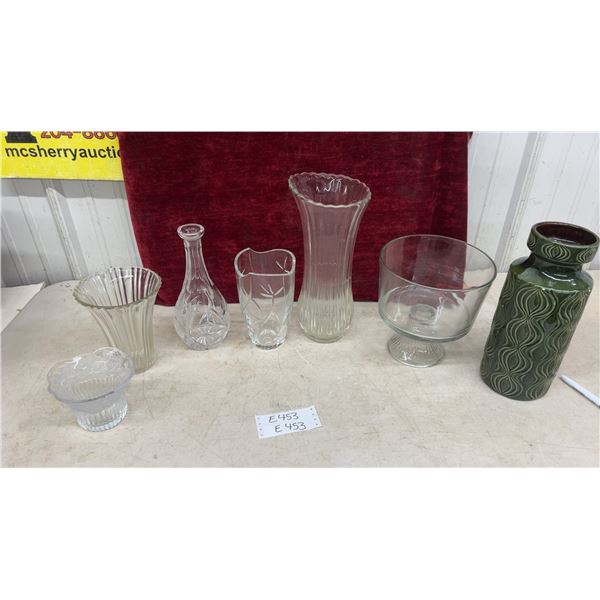 Green Ceramic Vase, Cut Glass Decanter, Fluted Glass Vases, Votive Holder and More