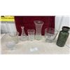 Image 1 : Green Ceramic Vase, Cut Glass Decanter, Fluted Glass Vases, Votive Holder and More
