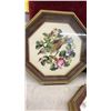 Image 2 : Five Vintage Framed Needlepoint, Cross-Stitch Bird and Floral Artworks