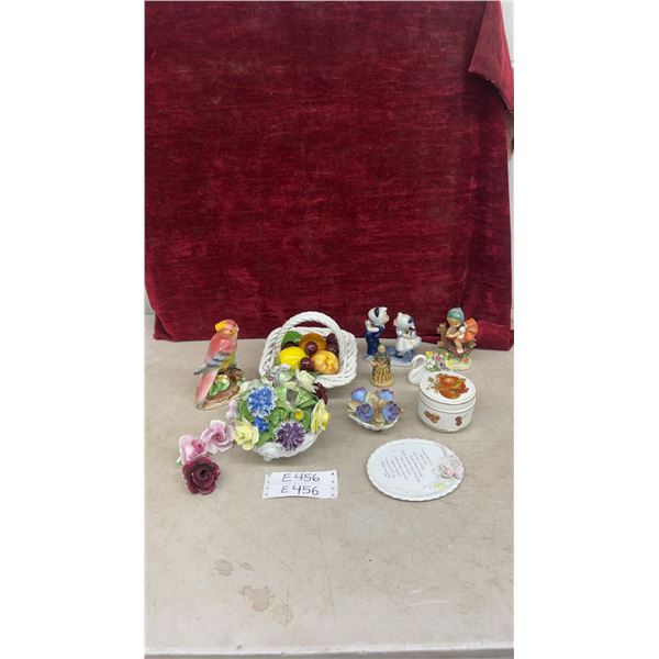 Porcelain Floral Baskets, Figurines, Ceramic Parrot, Fruit Basket, Trinket Box and More - 3 Broken
