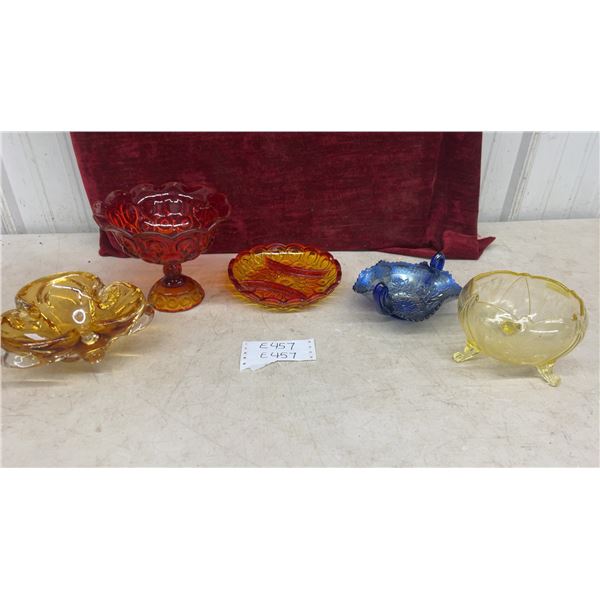 Art Glass Bowl, Carnival Glass Candy Dish, Chalet Glass, Depression Glass Bowl