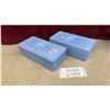 Image 1 : Pair of Vintage Jeannette Glass Delphite Blue Rectangular Lidded Refrigerator Dishes, 1930s-1950s