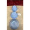 Image 8 : Set of Three Jeannette Glass Delphite Blue Ribbed Nesting Mixing Bowls, Late 1930s
