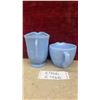 Image 5 : Jeannette Glass Delphite Blue Sunflower Bottom 2-Cup Measuring Cup and Creamer, 1930s