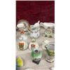Image 7 : Miniature Figurines, Display Stand, Ceramic Souvenir Pitcher, Porcelain Teaware, and More