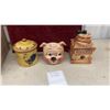 Image 1 : Three Ceramic Cookie Jars: Rooster, Pig "Make a Pig of Yourself" and Coffee Grinder