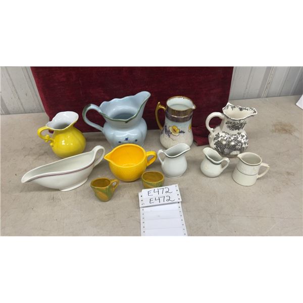 Assorted Ceramic Pitchers, Creamers, Gravy Boat, Gold-Trimmed Floral and More