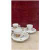 Image 5 : Set of Eight Porcelain Bavaria Schumann Arzberg Cups and Reticulated Floral Saucers With Gold Trim