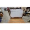Image 4 : Antique Oak Washstand with Towel Rack Two Drawers, and Carved Lower Cabinet 49 x 32 x 18"