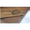 Image 6 : Antique Oak Washstand with Towel Rack Two Drawers, and Carved Lower Cabinet 49 x 32 x 18"