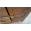 Image 7 : Antique Oak Washstand with Towel Rack Two Drawers, and Carved Lower Cabinet 49 x 32 x 18"