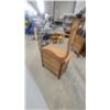 Image 9 : Antique Oak Washstand with Towel Rack Two Drawers, and Carved Lower Cabinet 49 x 32 x 18"