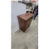 Image 4 : Vintage Wooden Console Radio-Phonograph Cabinet with Two Doors and Brass Pulls 34 x 31 x 16"