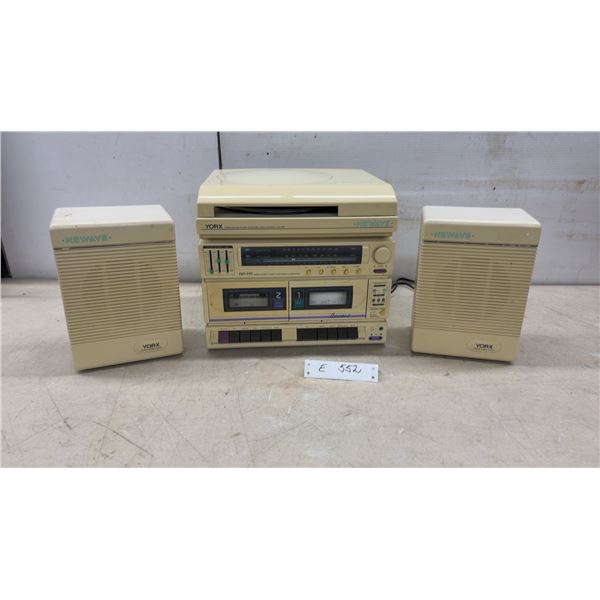 Yorx Newave FM2100 UH Stereo System with Turntable, AM/FM Tuner, Dual Cassette and Speakers