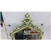 Image 2 : Vintage Rococo Hollywood Regency Style Sage Green Ornate Hexagonal Wall Mirror, C.