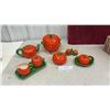 Image 1 : Vintage Majolica-Style Tomato-Shaped Ceramic Tableware Set, Teapot, Ice Bucket, and More