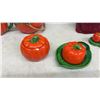 Image 4 : Vintage Majolica-Style Tomato-Shaped Ceramic Tableware Set, Teapot, Ice Bucket, and More