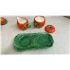 Image 9 : Vintage Majolica-Style Tomato-Shaped Ceramic Tableware Set, Teapot, Ice Bucket, and More