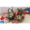 Image 5 : Christmas Decor: Silver Glass Ball Ornaments, Vintage Paper Fold- Out Bells, Garland
