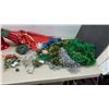 Image 7 : Christmas Decor: Silver Glass Ball Ornaments, Vintage Paper Fold- Out Bells, Garland