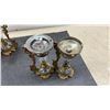 Image 4 : Antique Vapo-Cresolene Vaporizer, Set of 4. 1 Glass Shades Missing & Milk Glass Shade Broken