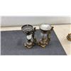 Image 8 : Antique Vapo-Cresolene Vaporizer, Set of 4. 1 Glass Shades Missing & Milk Glass Shade Broken