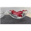 Image 6 : Assortment of Cut Glass Bowls, Dishes, Trays, and Stemmed Grape Pattern Sherbet Dessert Glasses