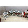 Image 8 : Christmas Lot: Santa Figurine, Holiday Mugs, New 6 Tea Light Candle Display, Tinsel Garland