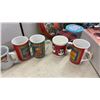 Image 9 : Christmas Lot: Santa Figurine, Holiday Mugs, New 6 Tea Light Candle Display, Tinsel Garland