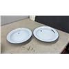 Image 10 : Vintage White Enamelware Set with Blue Rim, Chamber Pot, Colander, Bowls, Plates, Mugs and More