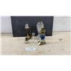 Image 1 : Vintage Oil Lamps, Pressed Glass, Blue Rare Jasperware Fox Hunt Miniature, Ornate Metal Stand