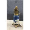 Image 5 : Vintage Oil Lamps, Pressed Glass, Blue Rare Jasperware Fox Hunt Miniature, Ornate Metal Stand