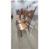 Image 6 : Set of Four Antique Oak Double Press Back Dining Chairs with Carved Top Rails and Spindle Backs
