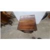 Image 3 : Vintage Classical Revival Dark-Stained Wooden Two-Shelf Open Side Table with Carved Detailing