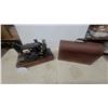 Image 1 : Vintage Singer Model 15-90 Electric Sewing Machine with Gold Filigree Decals and Wooden Dome Case