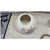 Image 4 : Antique Hand-Painted Opal Glass Hanging Parlor Lamp with Floral Design and More
