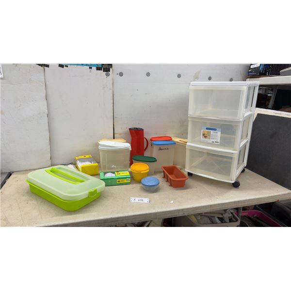 3-Drawer Rollable Storage System 16 1/2 x 13 1/4 x 26 1/2", Plastic Cutlery, Tupperware Style