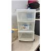 Image 2 : 3-Drawer Rollable Storage System 16 1/2 x 13 1/4 x 26 1/2", Plastic Cutlery, Tupperware Style