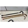 Image 2 : Assortment of Walking Canes and Sticks Including Wood, Aluminum, and Adjustable Styles