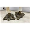 Image 3 : Pair of Onyx and Brass Candlesticks, Ceramic Cornucopia Vases, Glass Bells and More